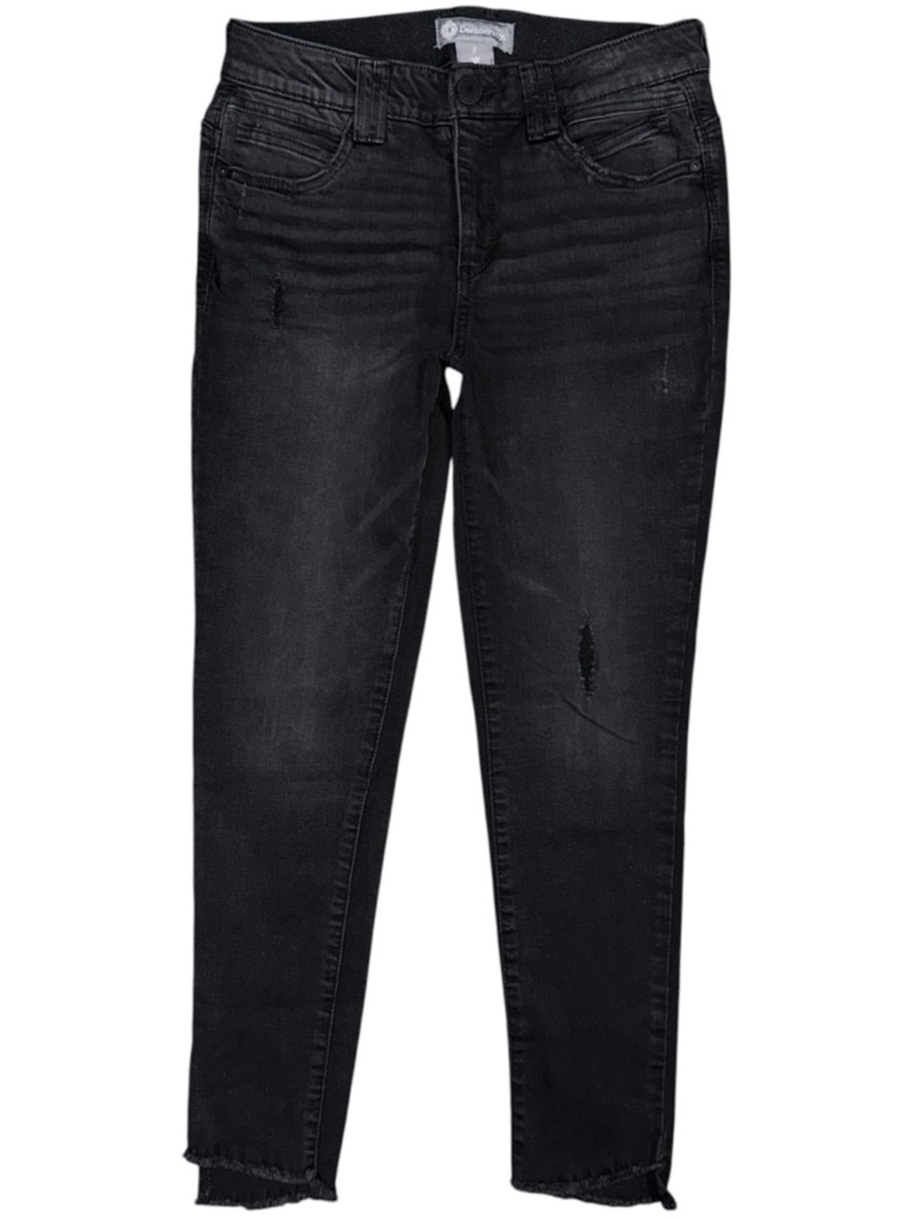 Democracy Ab Technology Ankle Skinny Jeans Black Distressed Sz 8 Stretch Raw Hem